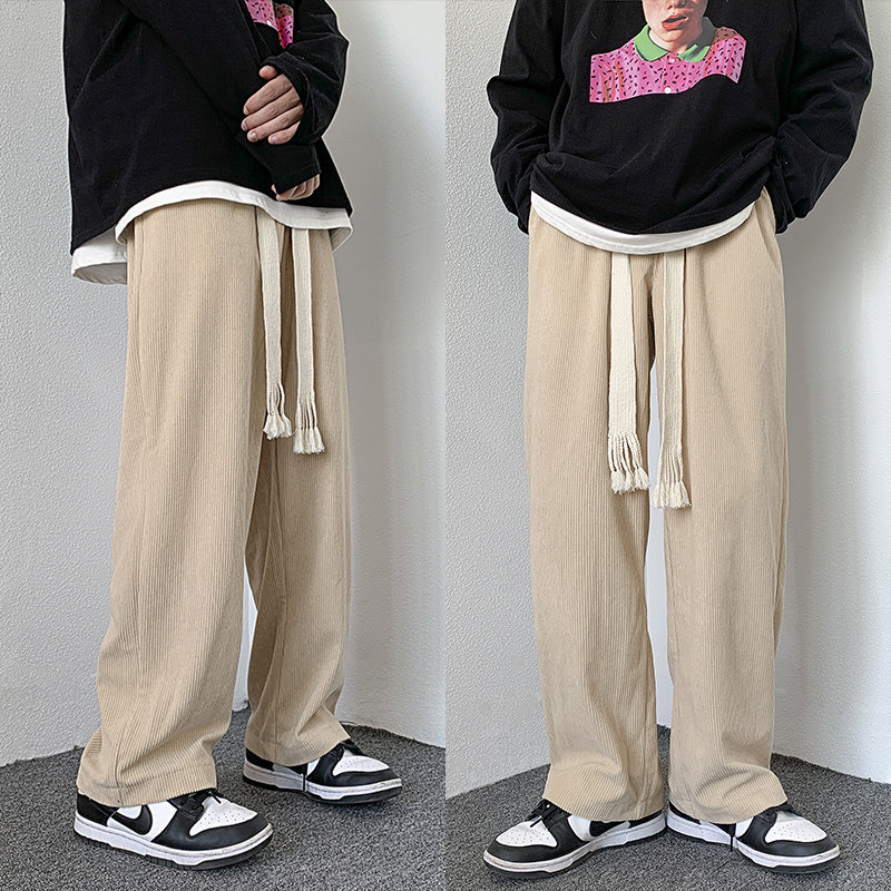 转化10%加厚灯芯绒休闲裤！男女中性宽松编织粗绳拖地裤NB677,男装休闲裤,电商C303