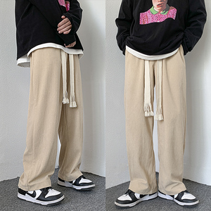 转化10%加厚灯芯绒休闲裤！男女中性宽松编织粗绳拖地裤NB677图片