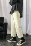 现货主推!2021春夏毛边牛仔九分裤男女修身小脚裤NB109P58，男装牛仔裤，电商C303