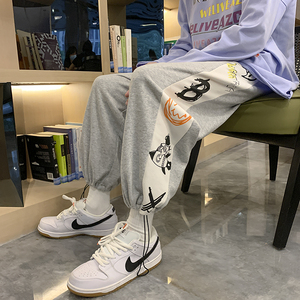 转化10%主推！个性印花卫裤男女中性宽松休闲运动裤九分NB655图片