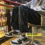 爱心刺绣加绒加厚运动卫裤！男女中性宽松直筒裤NB683，男装休闲裤，电商C303