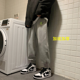 主推！加绒运动裤笑脸绣花卫裤男女中性裤NB403常规P55加绒P60，男装休闲裤，电商C303