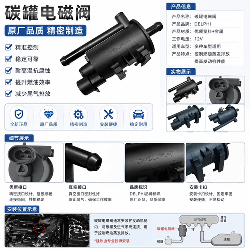 适配北汽幻速S2/S3/H3/S3L/H2/H2E/S6碳罐电磁阀碳罐控制阀德尔福
