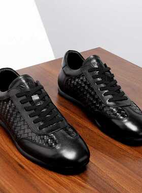 2025新款春季德训鞋男编织爆款轻质皮鞋男真皮板鞋休闲运动潮皮鞋