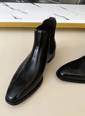 高帮皮鞋秋冬新款商务正装男士真皮英伦时尚切尔西靴侧拉链男靴