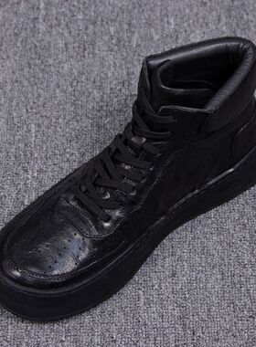 冬季简约帅气软底舒适男鞋男士真皮牛皮高帮休闲鞋百搭板鞋男皮鞋