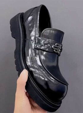 冬季厚底增高男士大气休闲皮鞋真皮舒适轻奢欧洲简约时尚新款皮鞋