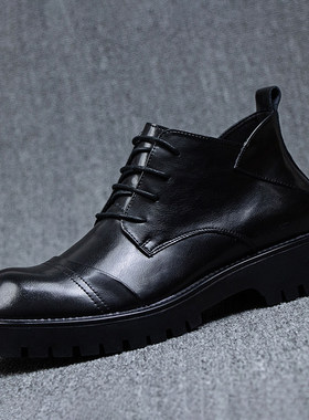 2026年新款增高高帮防滑时尚冬季保暖牛皮男靴休闲秋冬马丁靴皮鞋