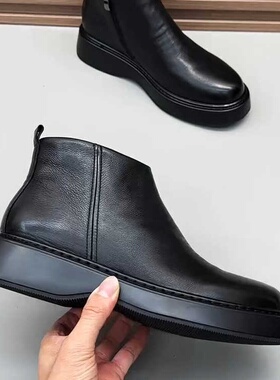 马丁靴男士新款真皮牛皮加绒保暖休闲百搭软底皮靴男款切尔西靴潮