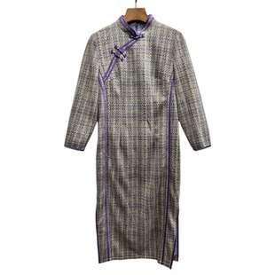 复古显瘦连衣裙女9101 改良旗袍修身 商场同款 中国风春秋中长款