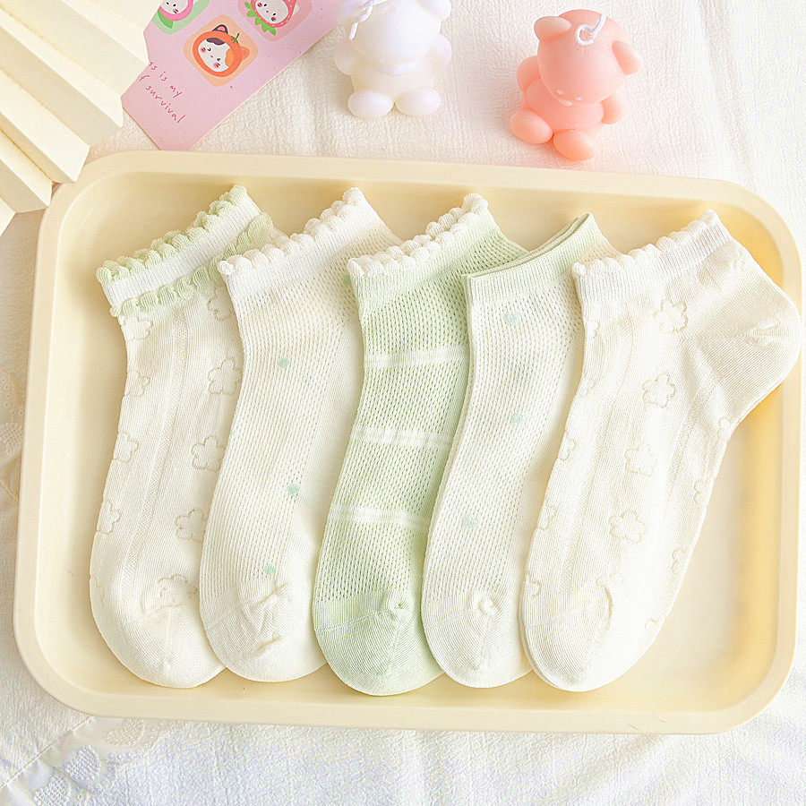 夏季超薄棉袜子女短袜5双