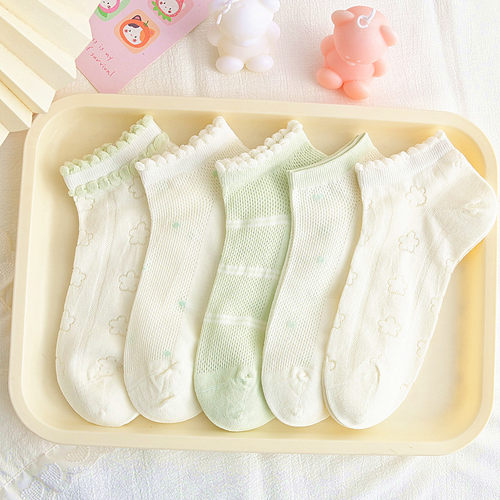 夏季超薄棉袜子女短袜5双