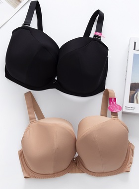 大码内衣深V聚拢文胸欧美胸罩胖mm丰满大胸EFHIJKL低鸡心尾货原单