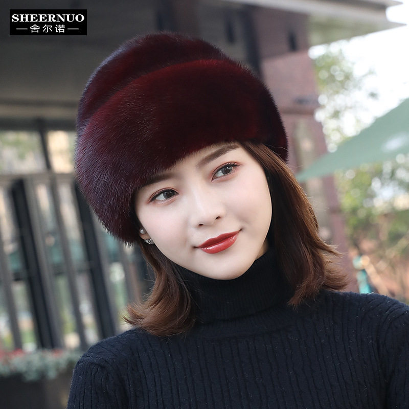 女帽2025潮冬季韩版貂皮女式水貂毛整貂时尚秋冬百搭帽子冬女保暖