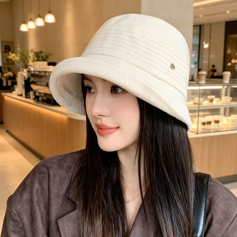 纯色简约气质卷边盆帽日常百搭新款渔夫帽文艺复古高品质帽子女款