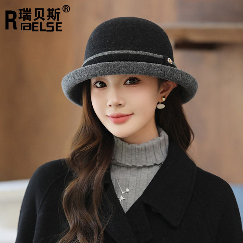 羊毛渔夫帽盆帽圆顶秋冬贝雷帽妈妈礼帽帽子女款2025新款秋高颜值