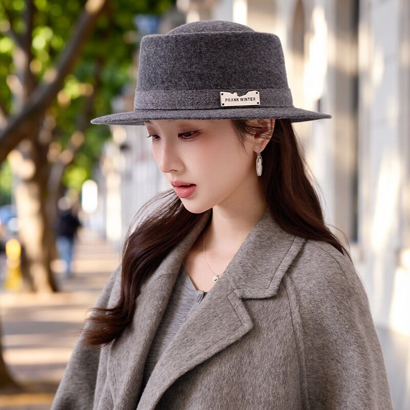 秋冬款欧美时尚百搭帽子英伦复古风气质礼帽出街女款保暖爵士帽