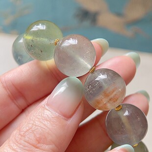 丽仙 天然赤铁矿共生海蓝宝大圆珠手串 稀有高等级大气款