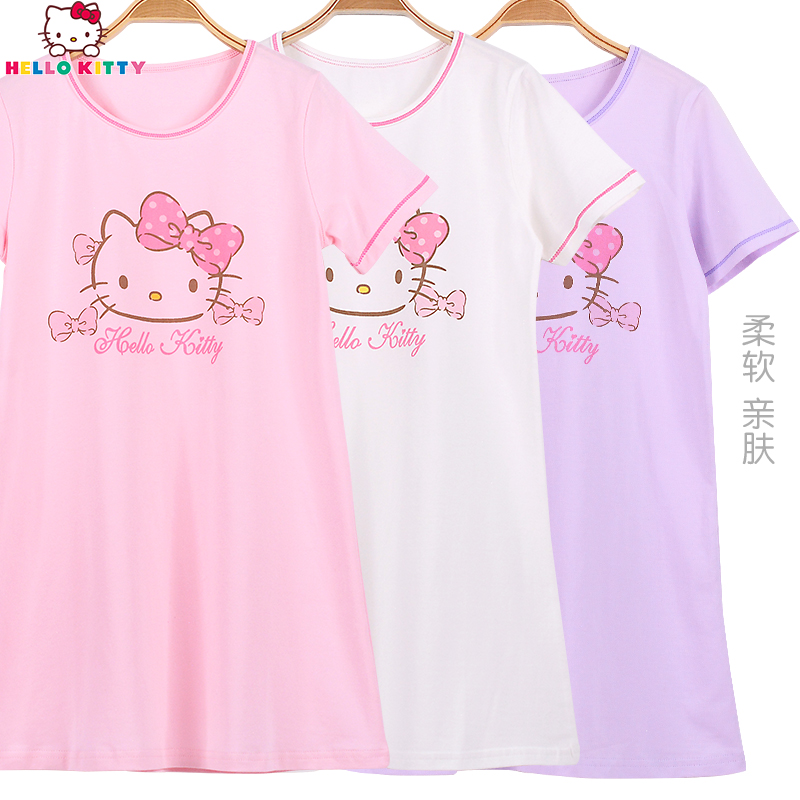 断码清仓HelloKitty女童睡裙夏季轻薄甜美公主女孩短袖睡衣家居服 童装/婴儿装/亲子装 家居裙/睡裙 原图主图