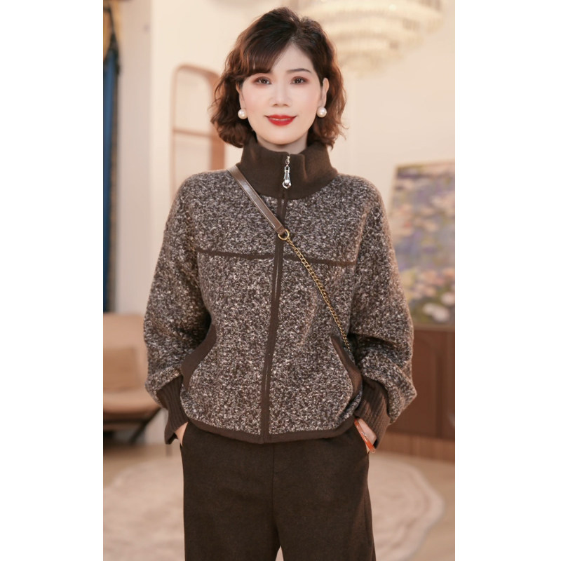 年轻妈妈春装时尚针织外套2026新款洋气质中老年人女装夹克上衣服