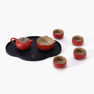 故宫事事如意成套朱漆釉茶器功夫茶器定制商务礼企业定制团购礼物