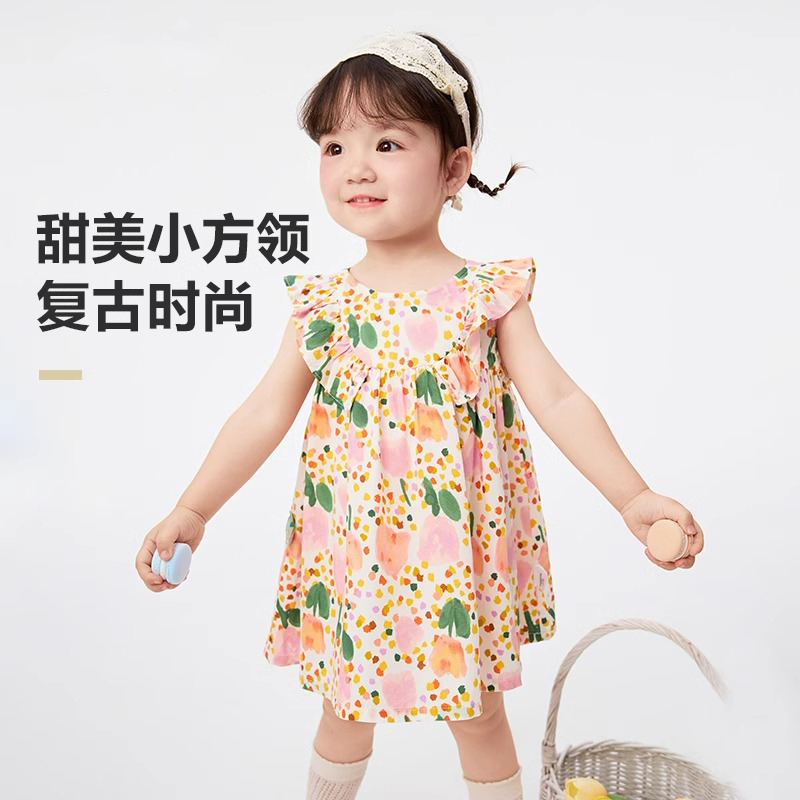 女童连衣裙婴儿裙子儿童公主裙宝宝夏装2023新款幼小童纯棉裙甜美
