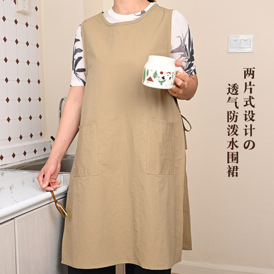 ks宽松大码纯色净版围兜兜服务员马甲背心围裙美甲师塔丝隆工作服