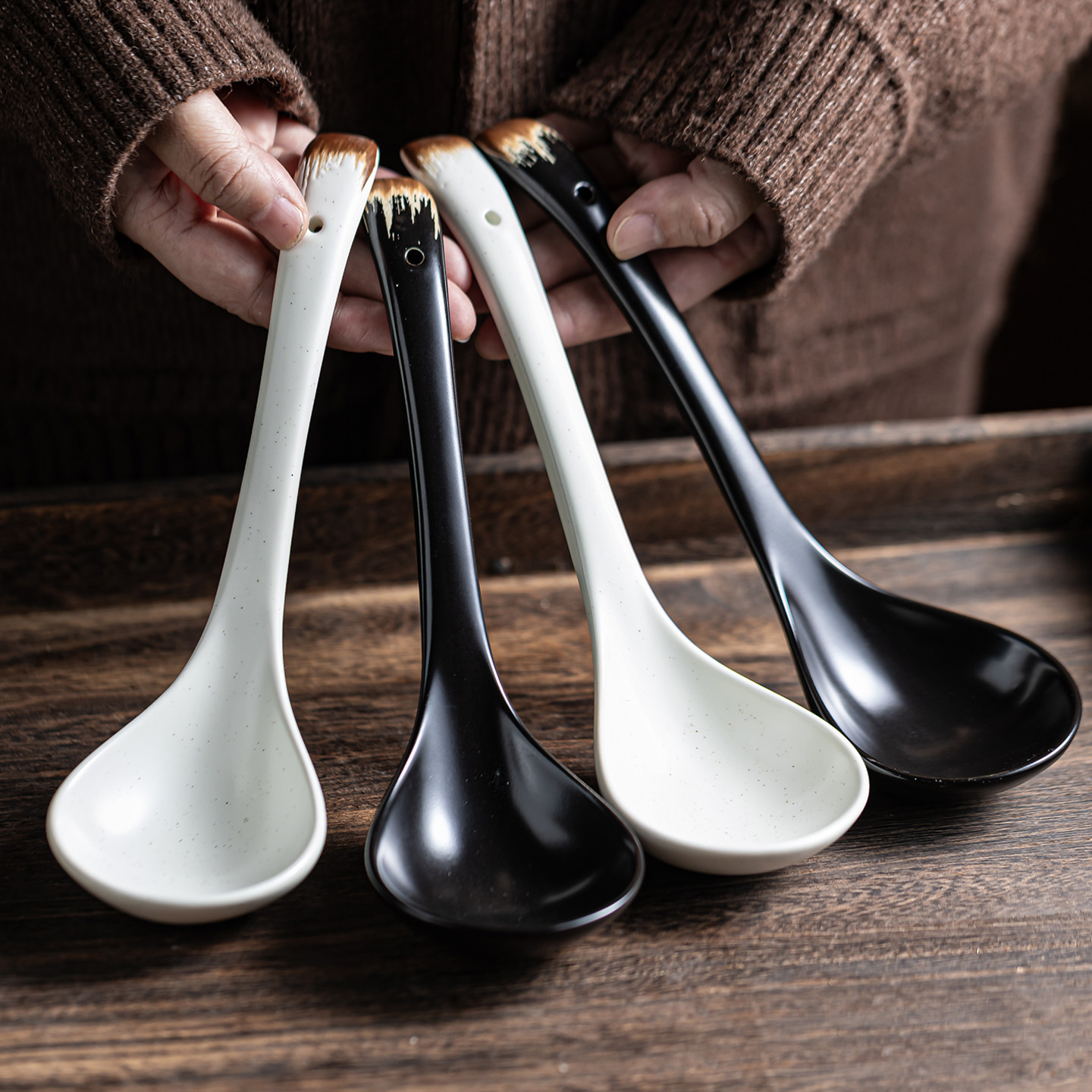 陶瓷大汤勺家用大号盛汤高档精致粥稀饭小号汤匙长柄大勺子火锅勺