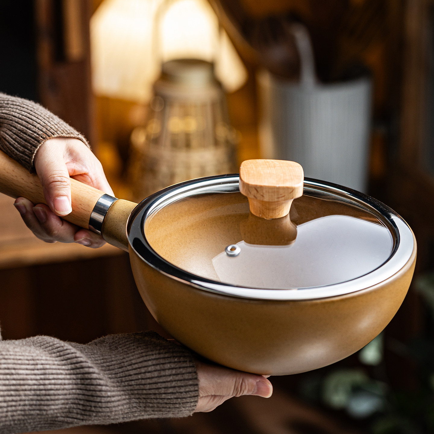 耐高温无涂层陶瓷砂锅炒锅单柄网红小炒锅奶锅厨房汤锅平底炒饭锅