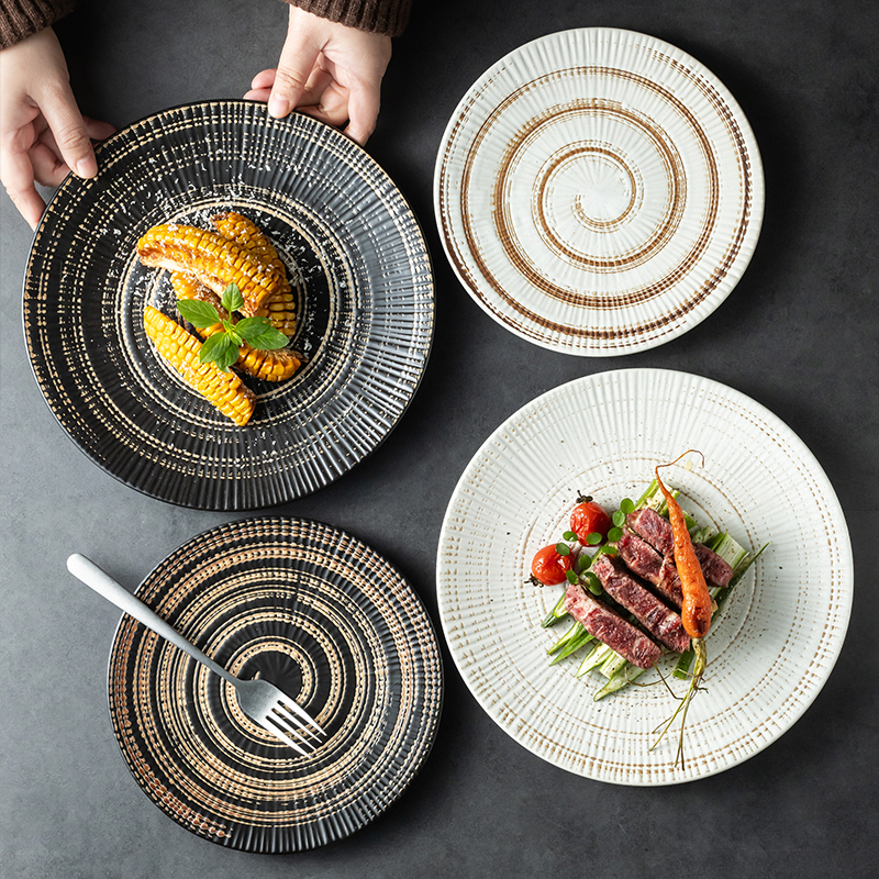 高级感新款平盘陶瓷菜盘家用圆形日式西餐盘浅盘点心盘肉盘饺子盘