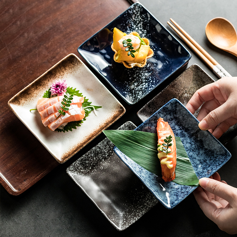 高颜值正方形碟子下午茶零食碟小吃碟干果碟盘商用寿司碟调味碟子