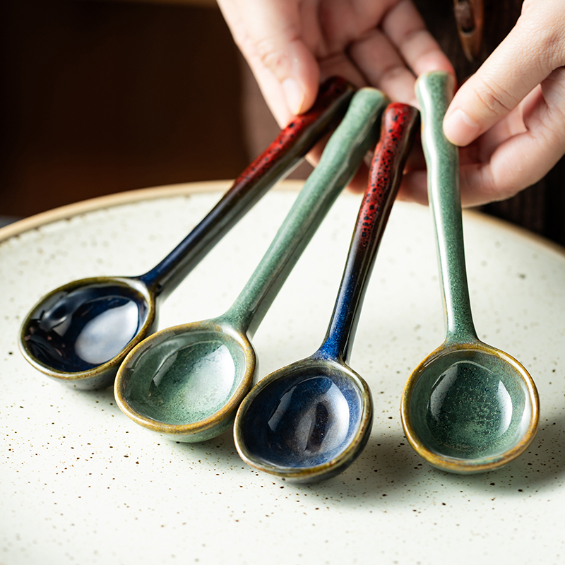 釉下彩日式陶瓷勺饭勺吃饭碗勺高颜值咖啡勺杯勺搅拌勺调羹家用