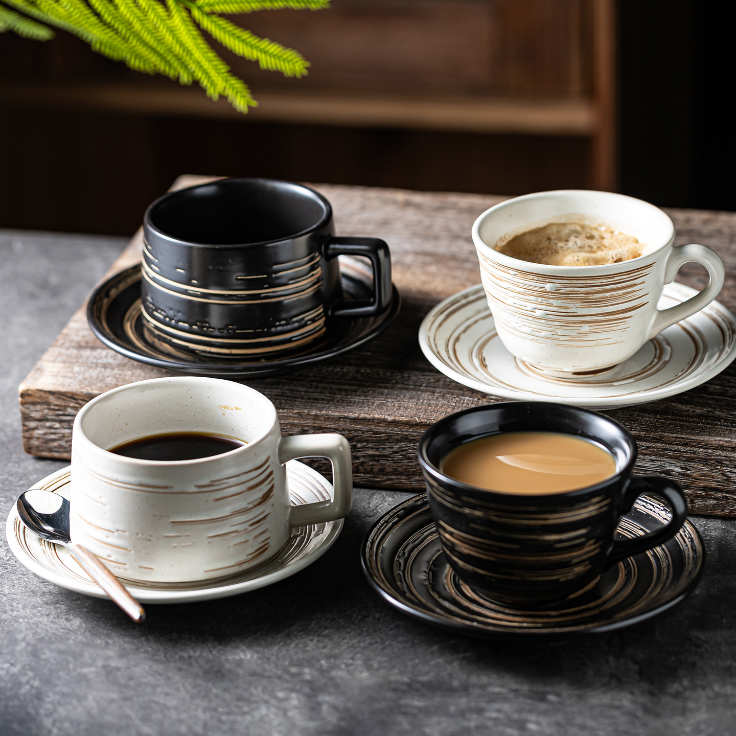 高档咖啡杯碟套装乔迁新居家用伴手礼复古马克杯喝水杯子泡茶杯