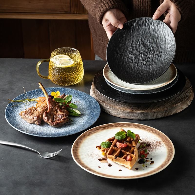 日式陶瓷盘定制平盘浅盘家用餐具餐厅早餐盘备菜盘饭店专用圆盘子