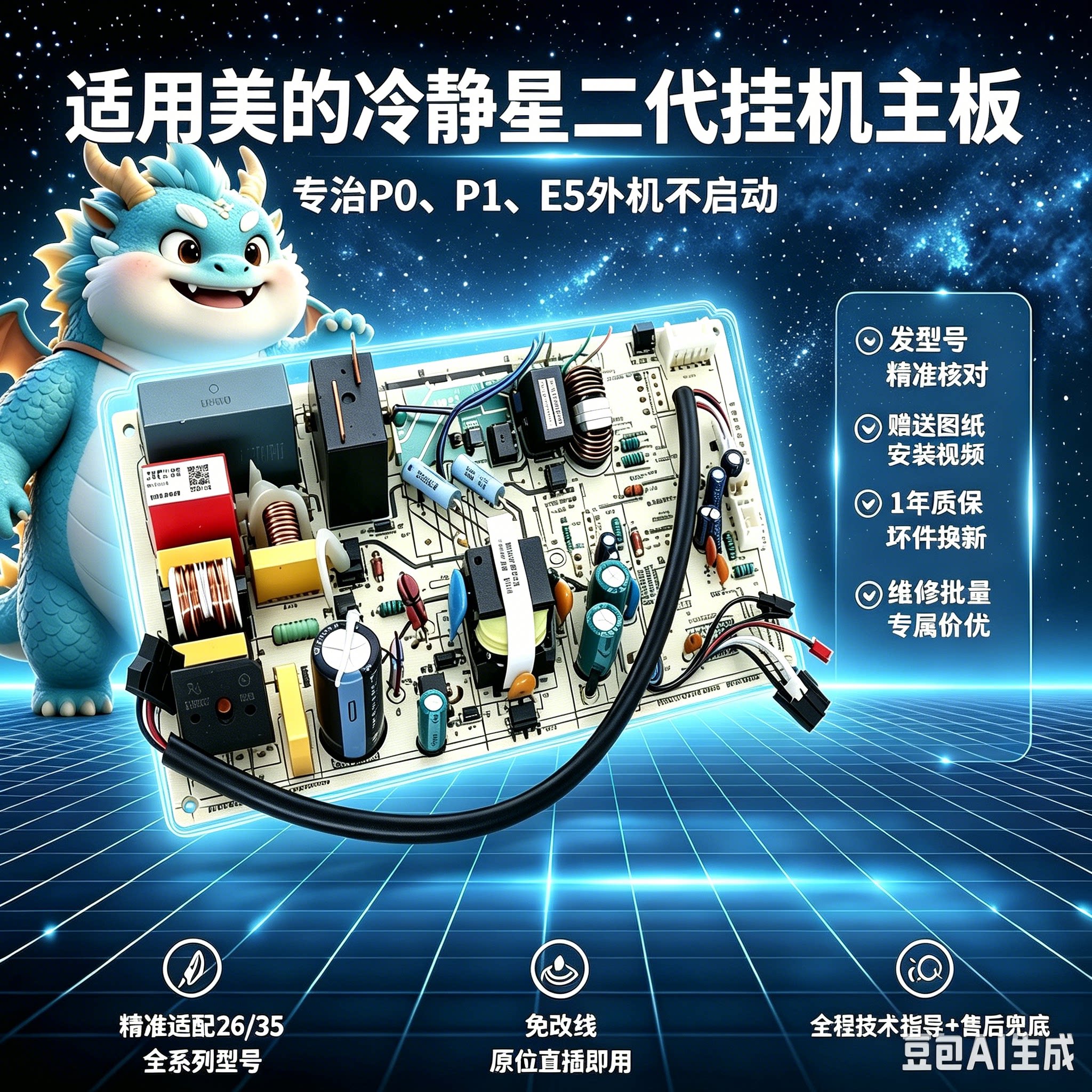 适用美的冷静星内机主板二代1匹1.5匹2匹3匹空调BP2/BP3控制通用P