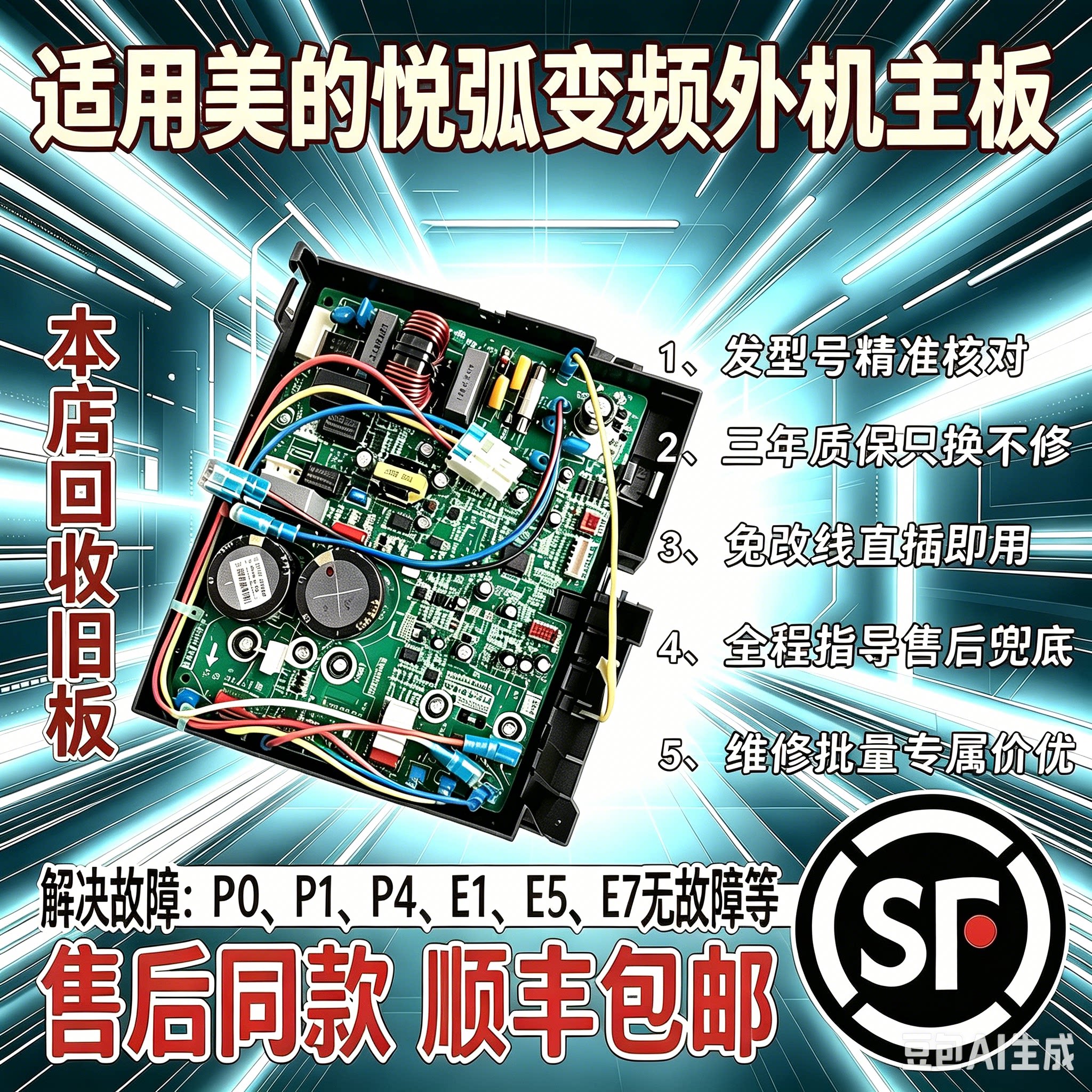 适用美的悦弧变频空调外机主板KFR-26/35W/BP3DN1全直流通用
