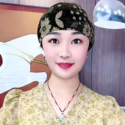 秋季薄款包头帽女洋气妈妈居家防风尘帽子女2026新款遮白发头巾帽