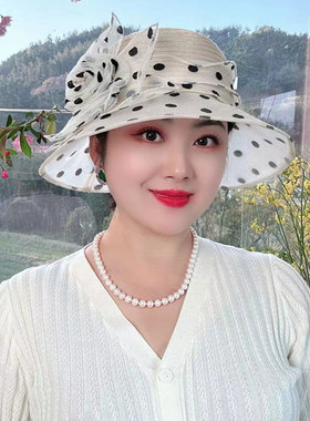 波点洋气太阳帽女2026新款妈妈夏季凉帽欧根纱遮阳防晒帽帽子女款