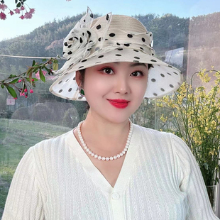 波点洋气太阳帽女2026新款妈妈夏季凉帽欧根纱遮阳防晒帽帽子女款