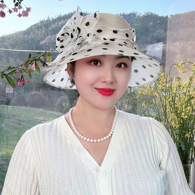 波点洋气太阳帽女2026新款妈妈夏季凉帽欧根纱遮阳防晒帽帽子女款