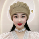 手工松鼠绒八角帽秋冬保暖遮白发贝蕾帽针织毛线帽2025新款 帽子女