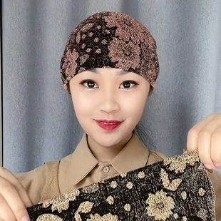 春秋薄款遮白发包头帽居家头巾帽妈妈洋气时尚防尘2025新款帽子女