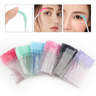 水晶杆塔型超软硅胶刷 一次性美妆化妆刷 眉毛梳 彩色硅胶睫毛刷