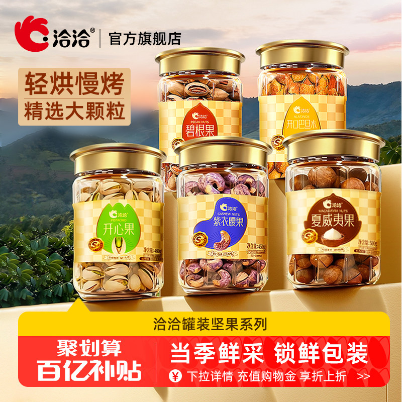 洽洽罐装大颗粒坚果开心果夏威夷果腰果碧根果巴旦木炒货年货送礼
