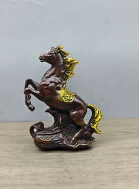 鎏金骏马摆件马到成功紫铜精致雕刻中式客厅办公室招财家居摆件