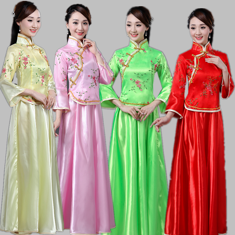 民国风大合唱团长裙古筝演出服