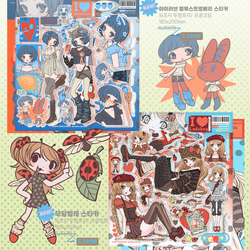 韩国正品domi world 甜亚风少女卡通装饰合集贴纸 bstraw/ladybug