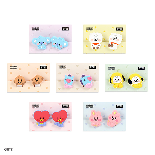 韩国正品BT21 Q版磁吸冰箱贴魔术贴夹子收纳套装magnet clip set 节庆用品/礼品 文化创意冰箱贴 原图主图