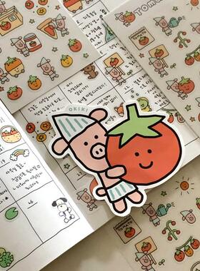 韩国正品OKIKI 可爱卡通番茄咕卡贴画素材diy手账日记装饰贴纸1张