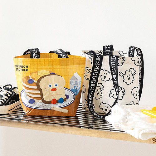韩国正品BRUNCH BROTHER 卡通防水环保布购物袋便携袋L大号/M中号